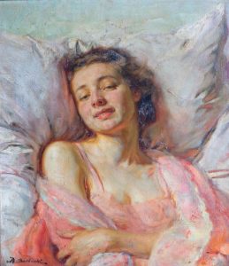 Portret kobiety w pościeli